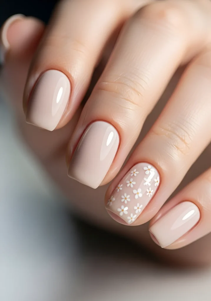 Floral Accent Spring Nails