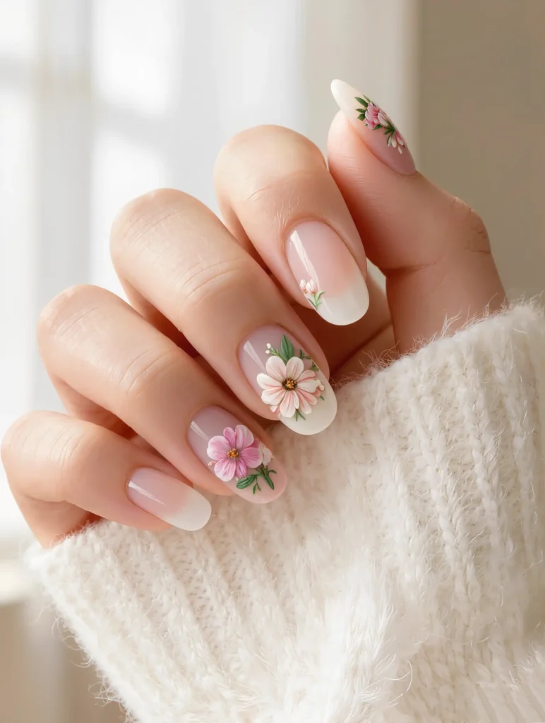 Floral Almond Nail