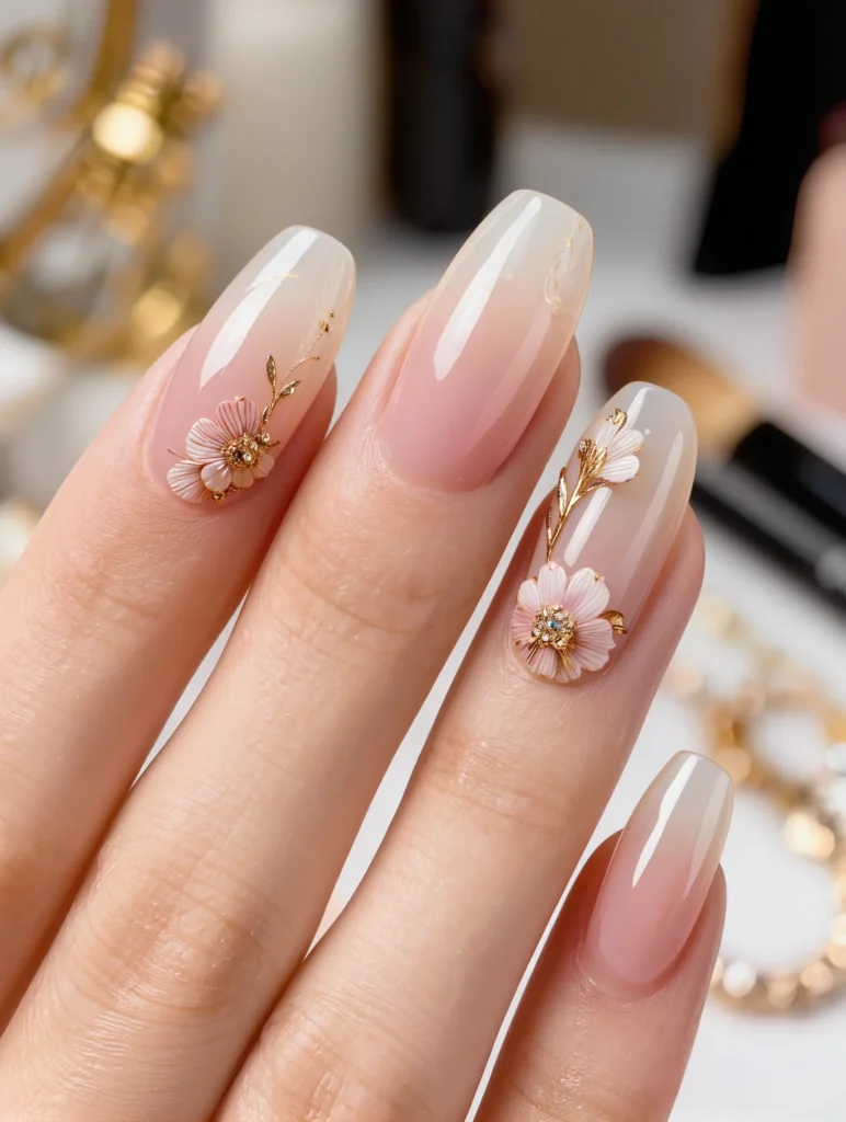 Floral Marble Nail