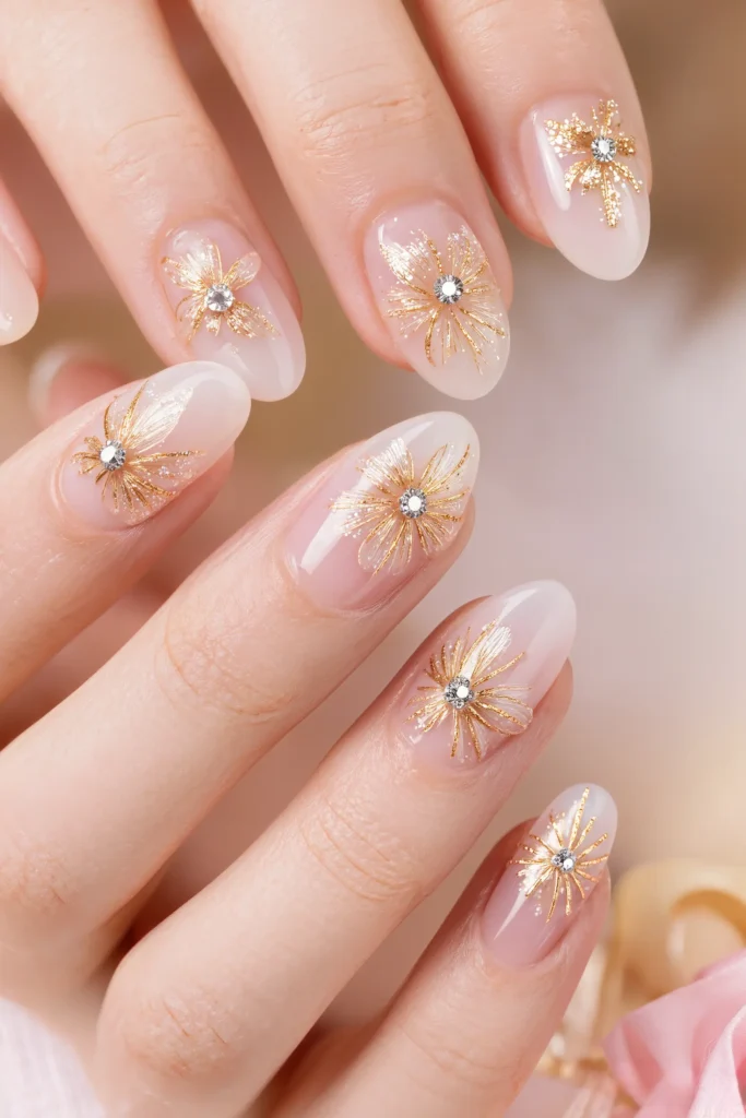 Glitter Floral Nail