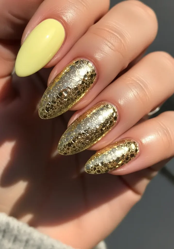 Glitter Yellow Nail