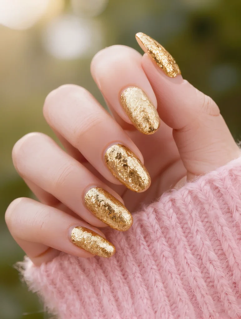 Gold Foil Almond Nail