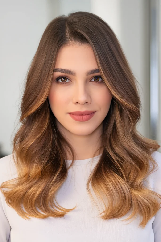 Golden Highlights on Dark Hair