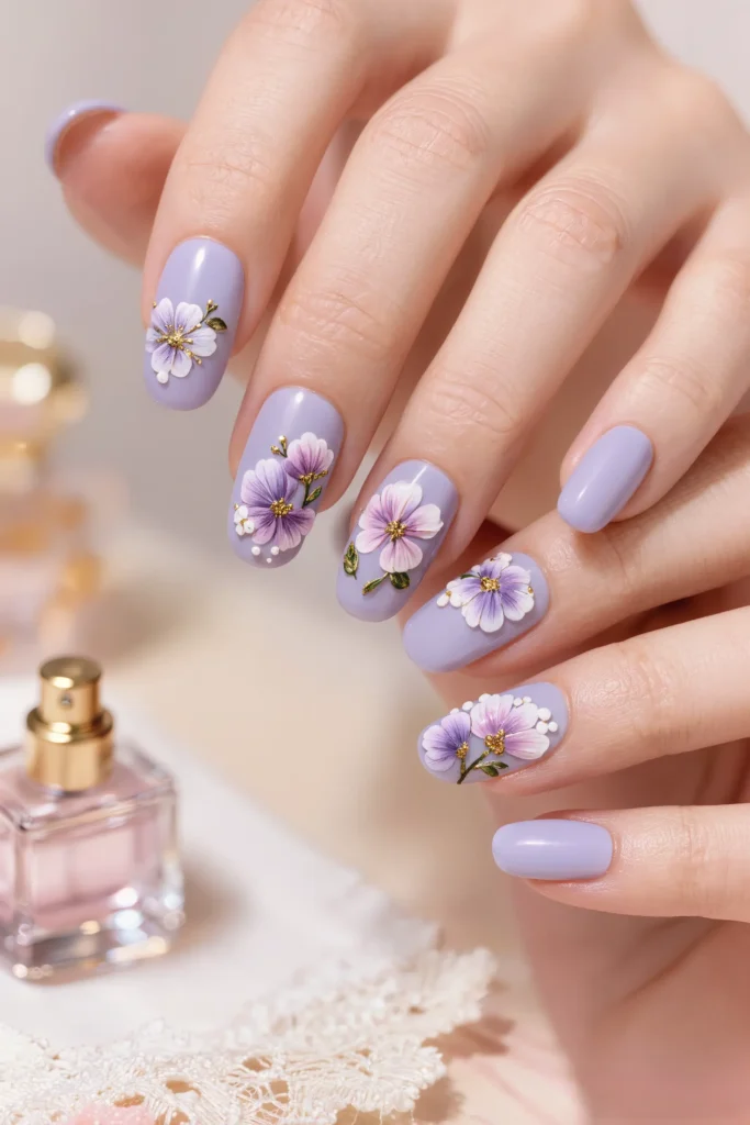 Lavender Floral Nail