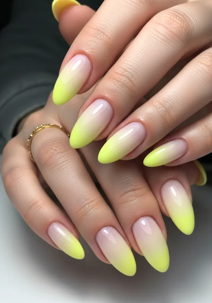 Lemon Ombre Yellow Nail