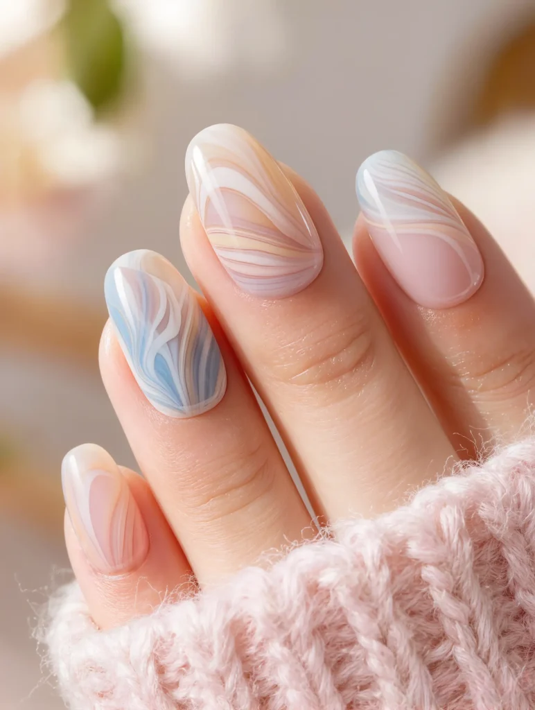 Marble Almond Nail
