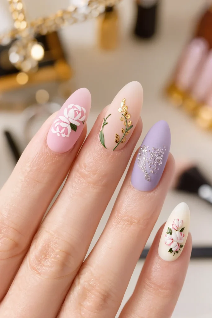 Matte Floral Nail