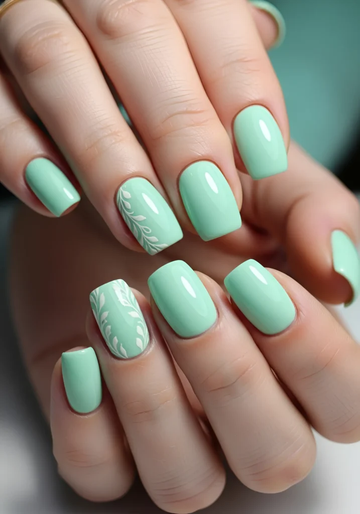 Mint Green Spring Nails