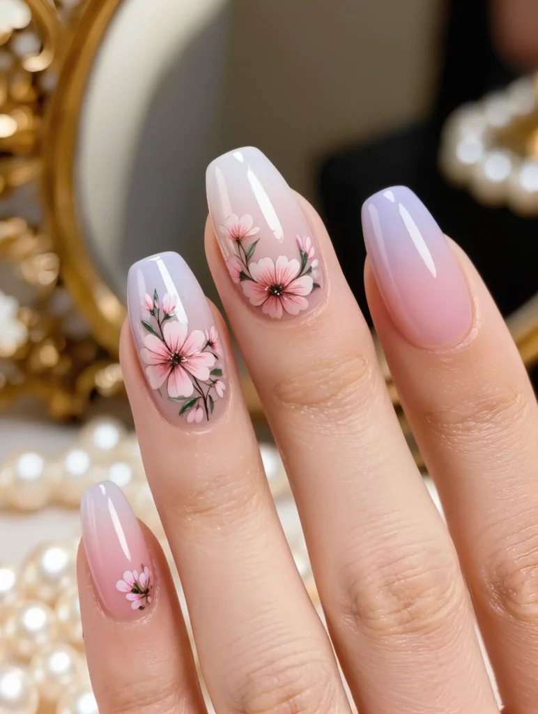 Ombre Floral Nail