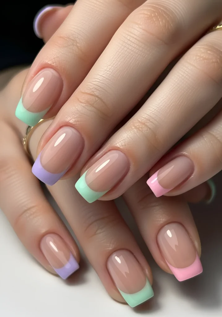 Pastel French Tip Nails