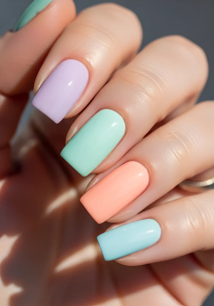 Pastel Rainbow Spring Nails