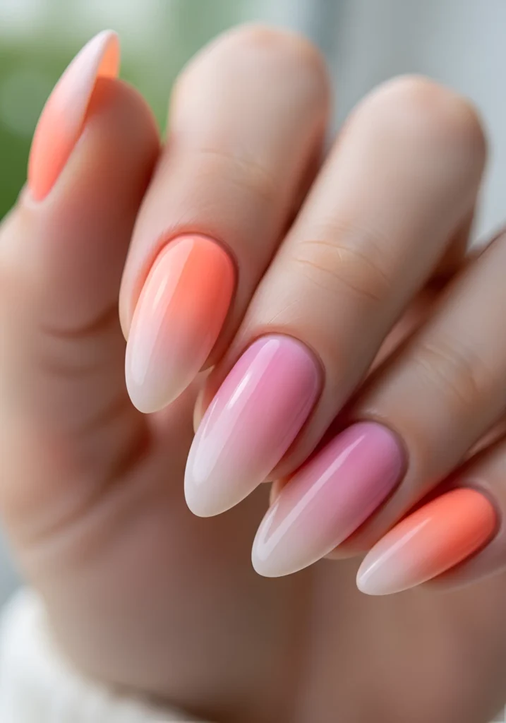 Peach Ombre Nails