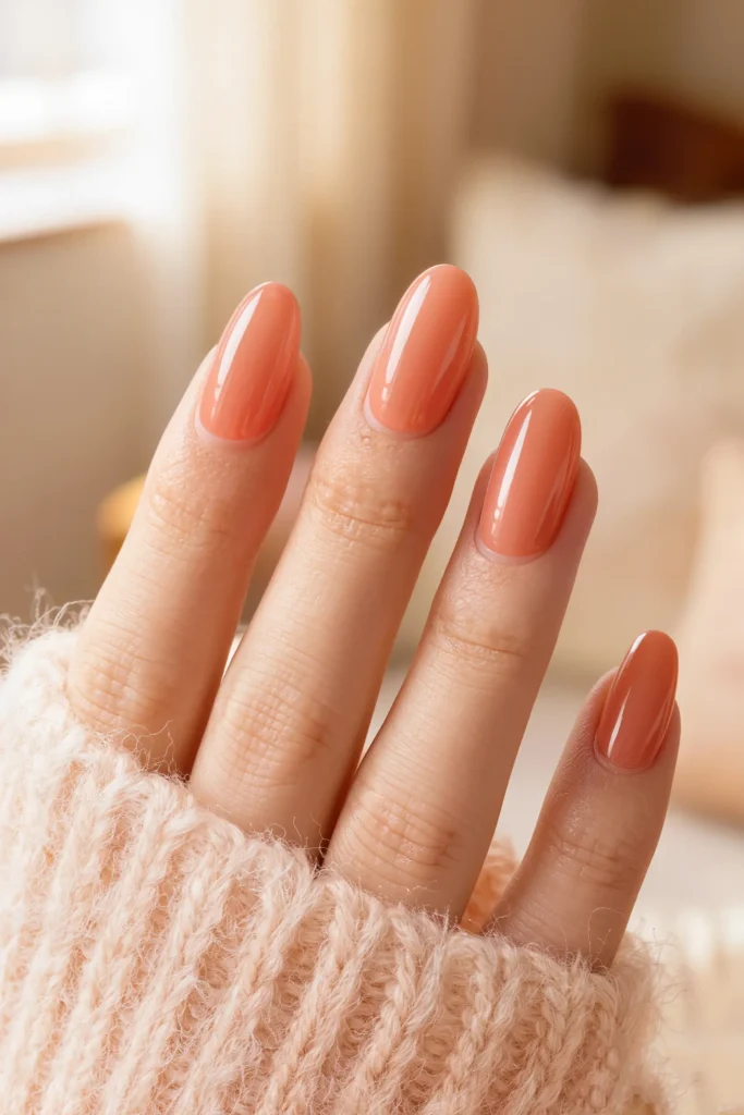 Peachy Coral Almond Nail