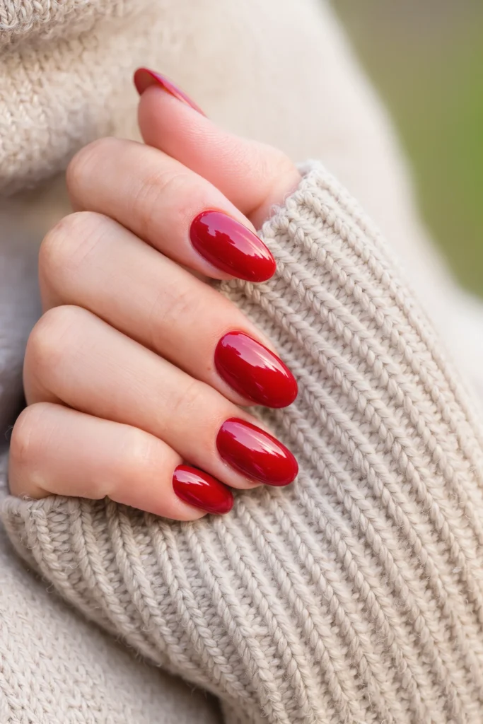 Red Glam Almond Nail