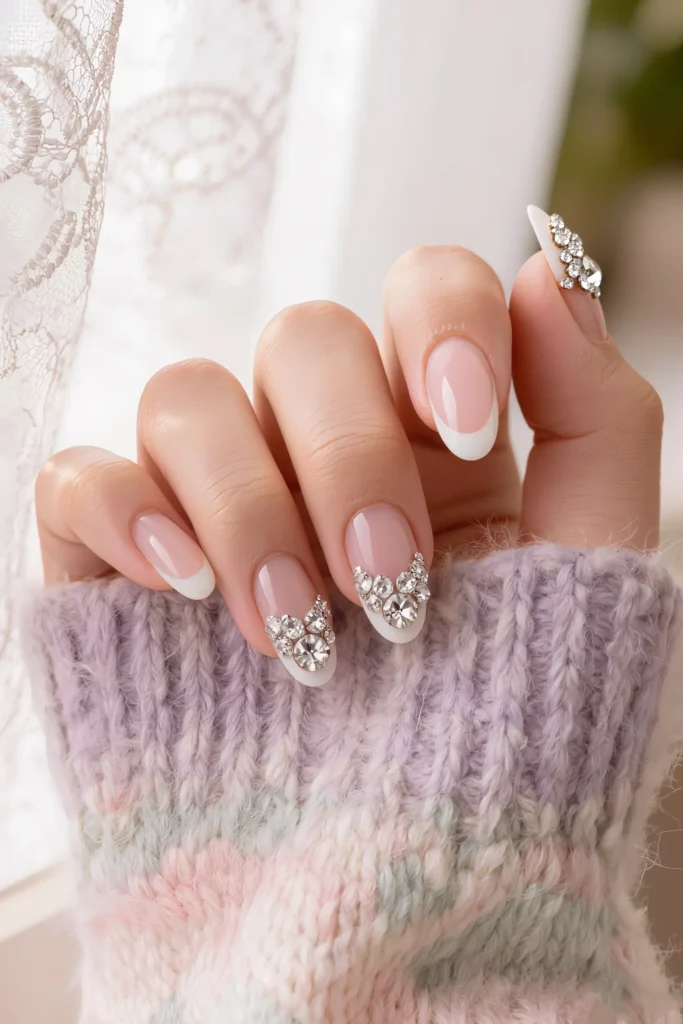 Rhinestone Accent Almond Nail