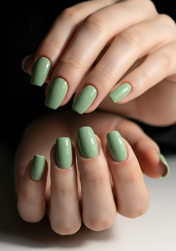 Sage Green Spring Nails