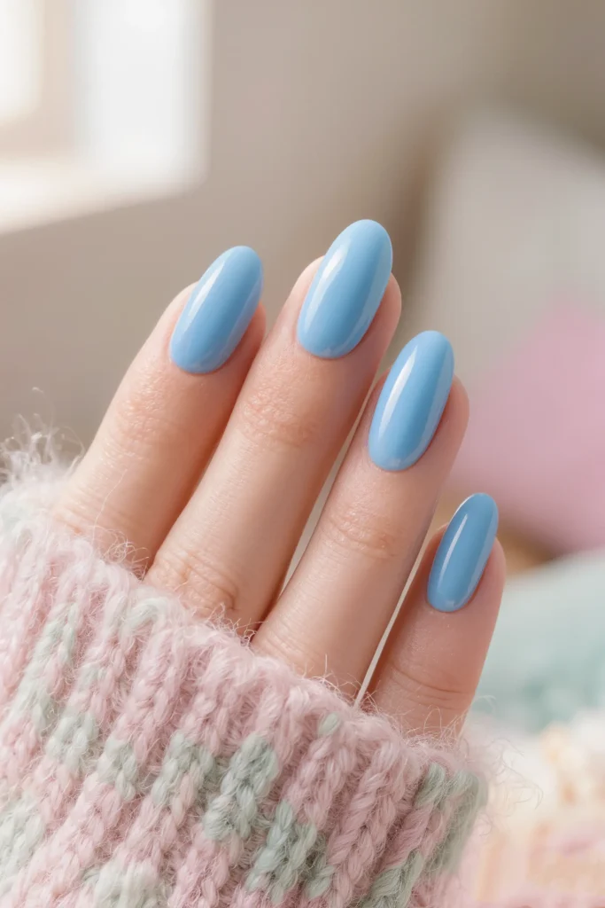 Sky Blue Almond Nail