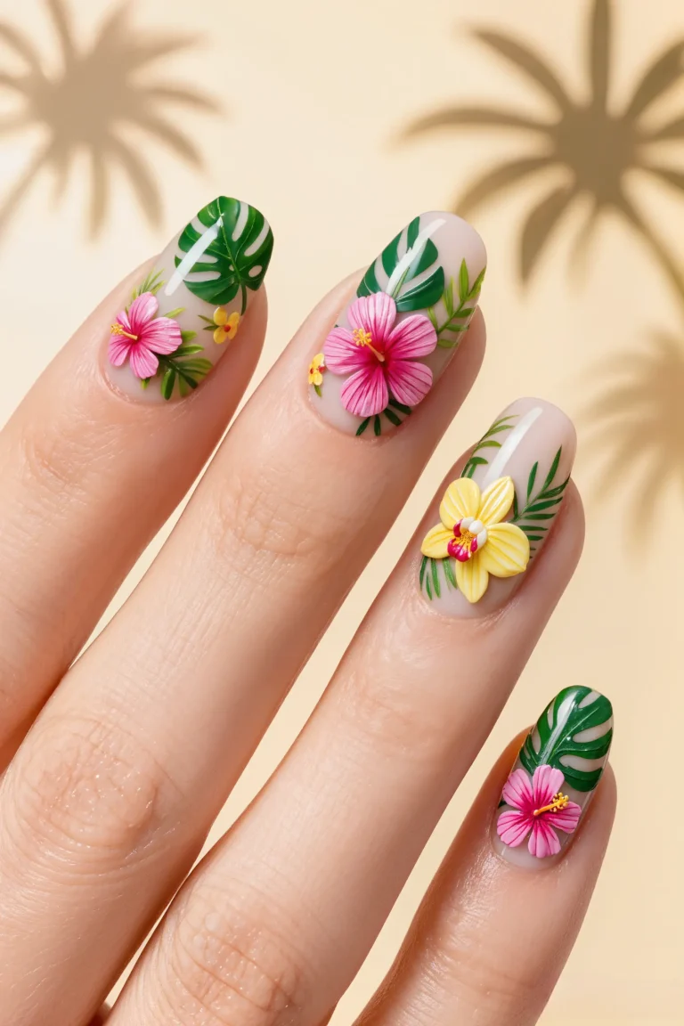 Tropical Floral Nail