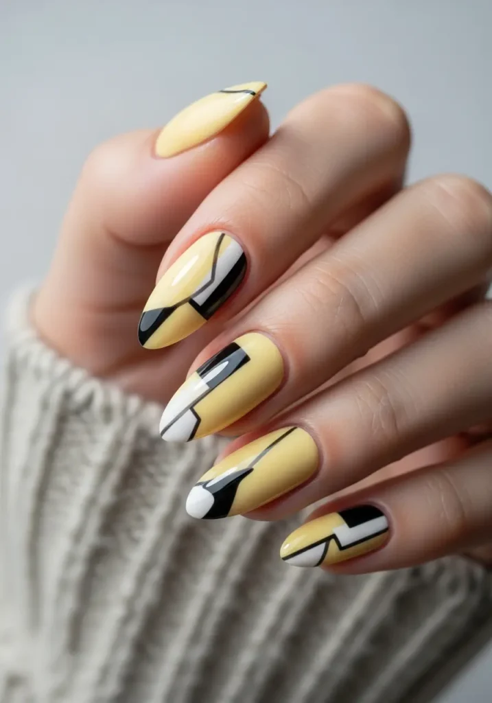 Yellow Abstract Art Nail
