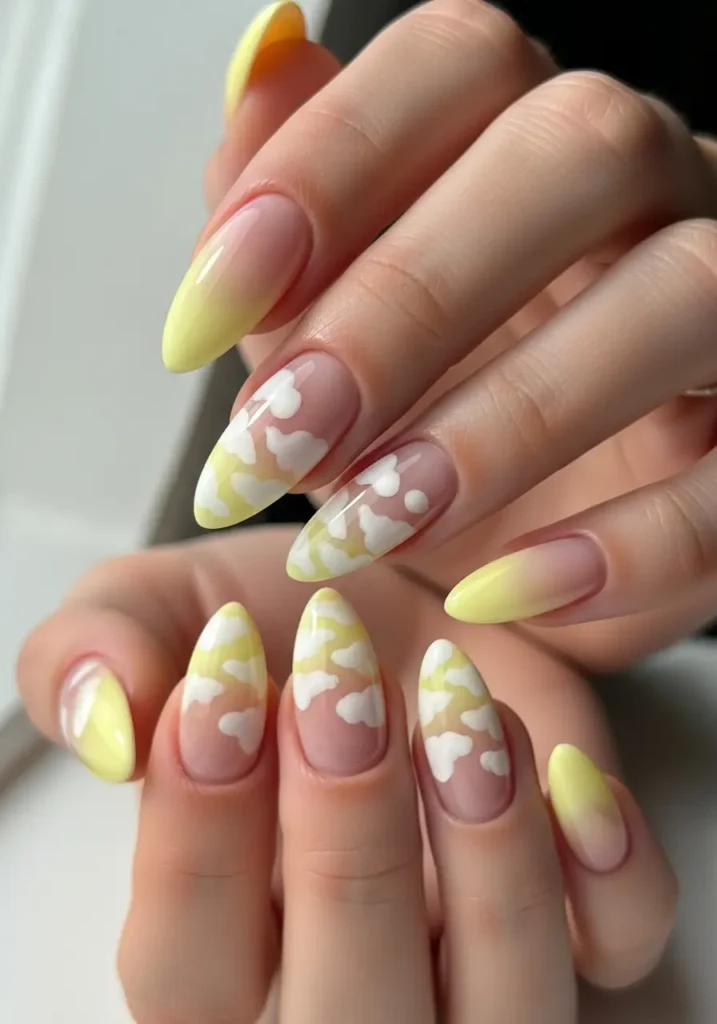 Yellow Cloud Nail Design