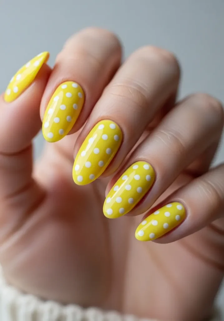 Yellow Polka Dot Nail