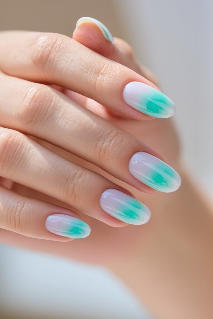 Teal Aura Nails