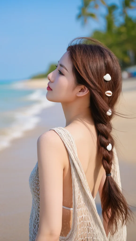 Braided Ponytail with Shell Accessories