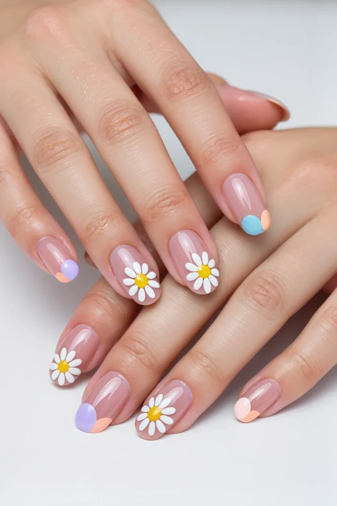 Daisy Flower Nails