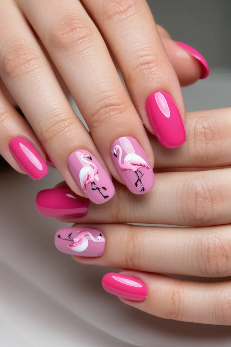 Flamingo Pink Nails