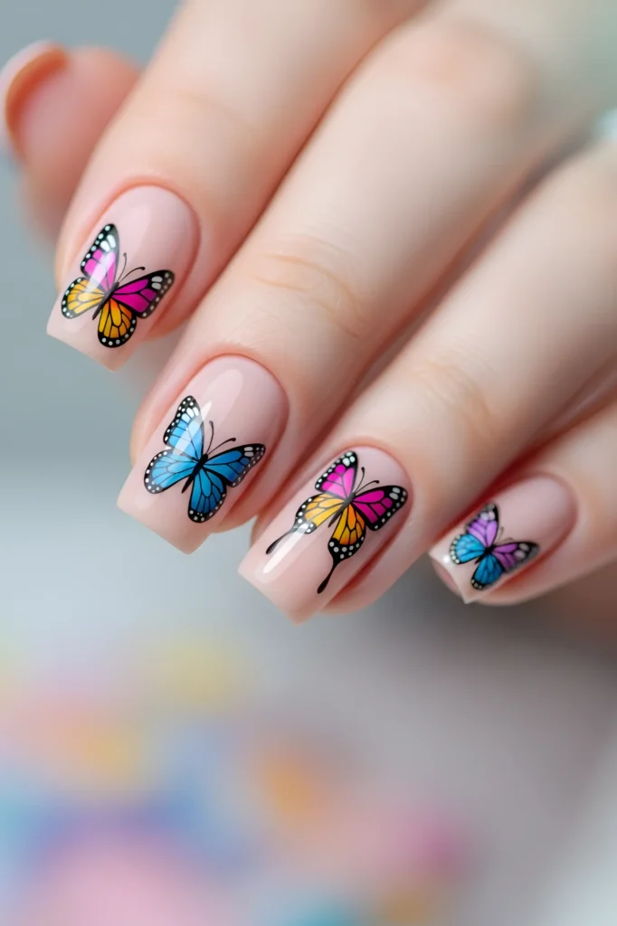 Butterfly Accent Nails