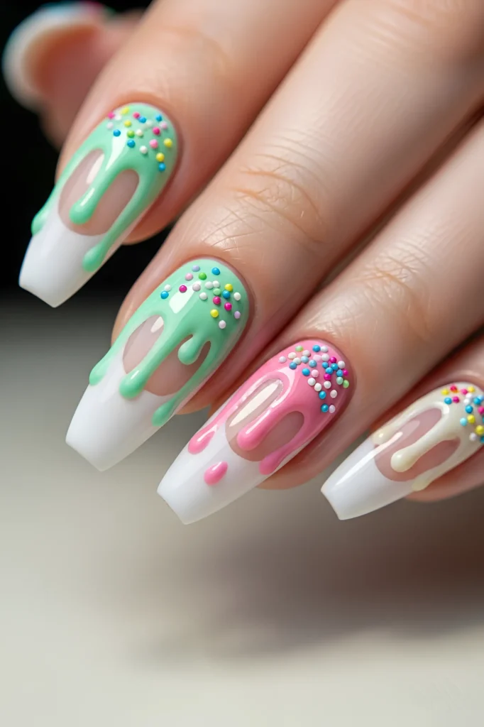 Ice Cream Drip Nails