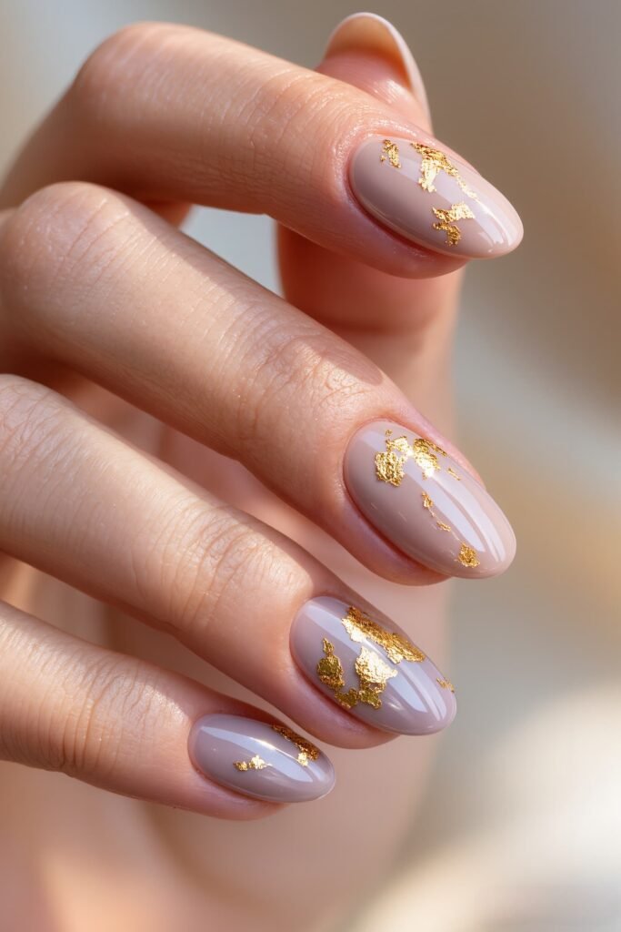 Gold Foil Accent Nails