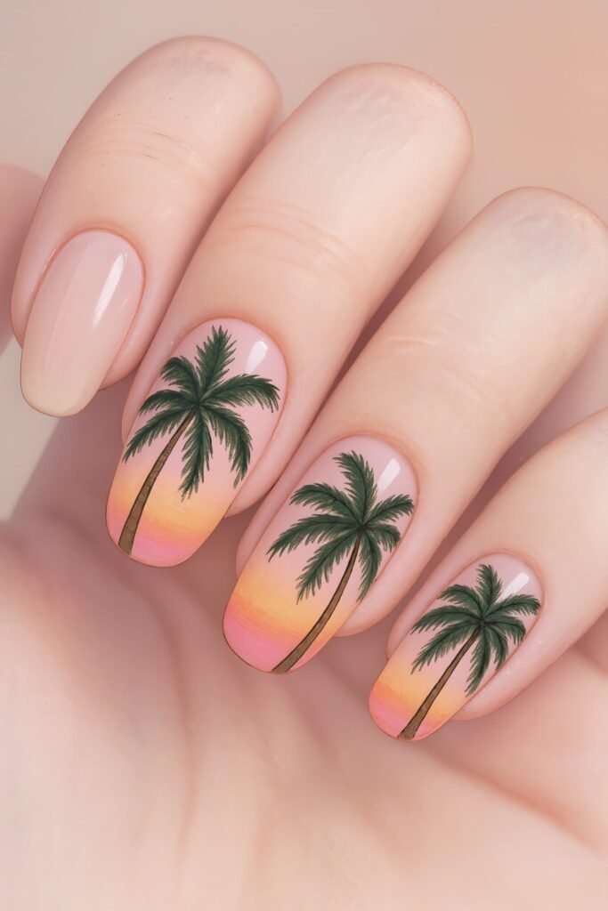 Tropical Palm Nail Art