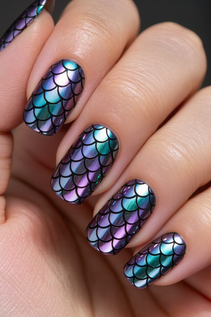 Mermaid Chrome Nails