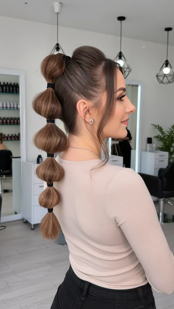 25 Pool-Friendly Hairstyles That Stay Cute All Day 7 Bubble Ponytail