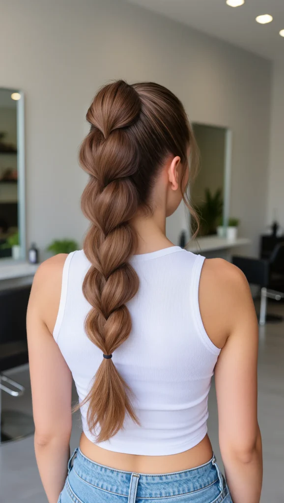 25 Pool-Friendly Hairstyles That Stay Cute All Day 4 Braided Ponytail