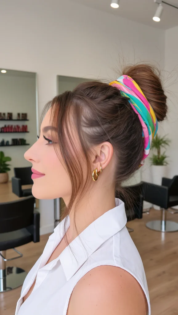 Messy Bun with Hair Scarf