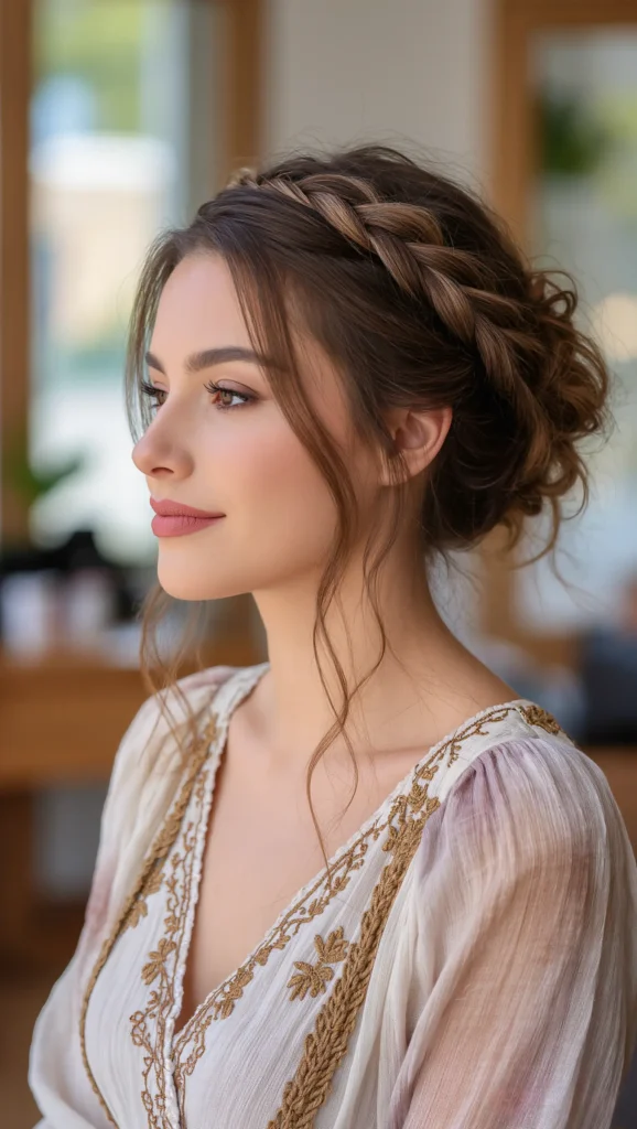 Messy Bun with Braided Crown