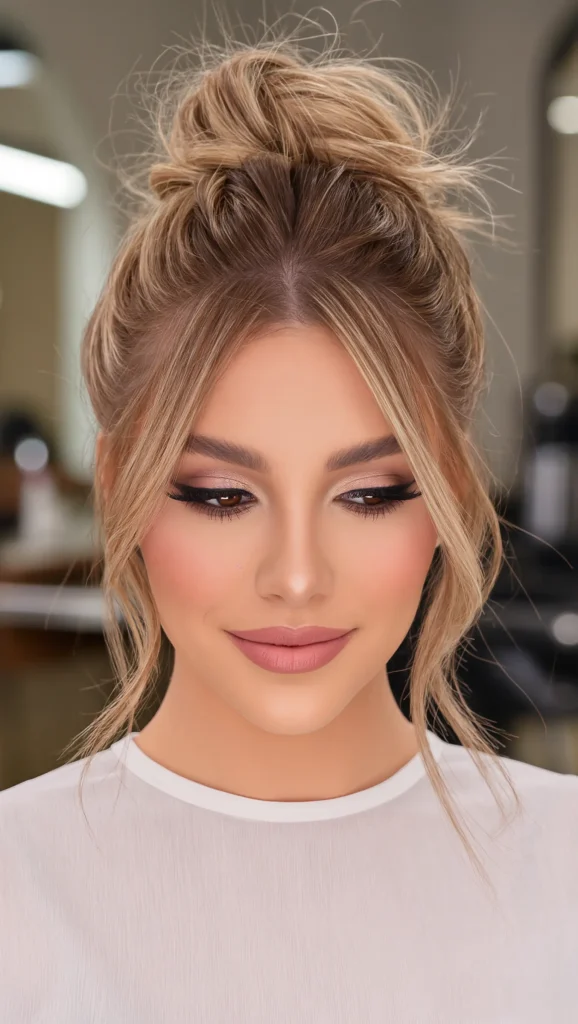 Messy Bun with Highlights