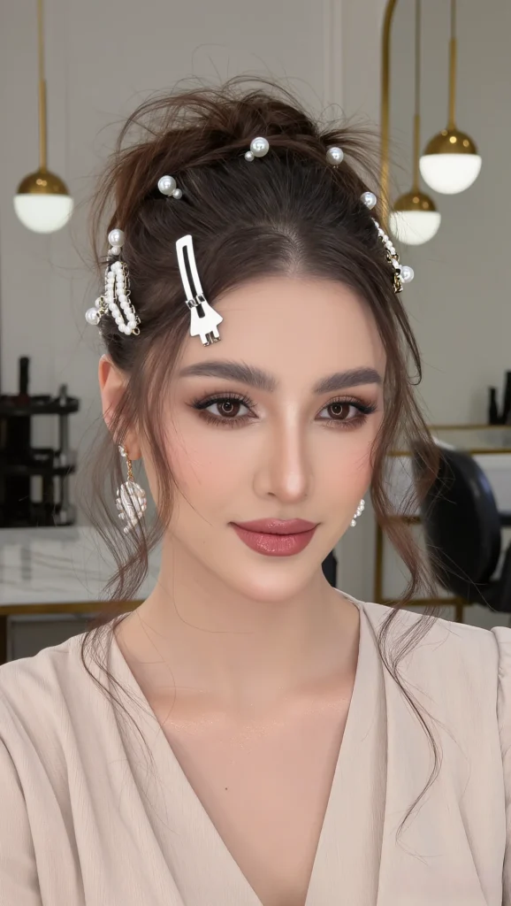 Messy Bun with Accessories
