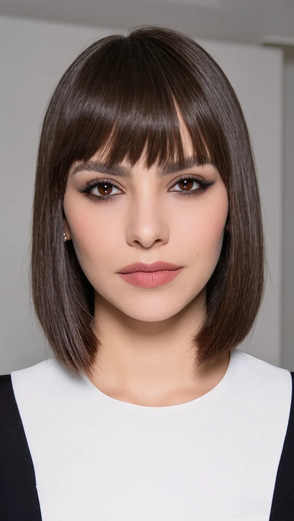 Short Blunt Lob with Bangs