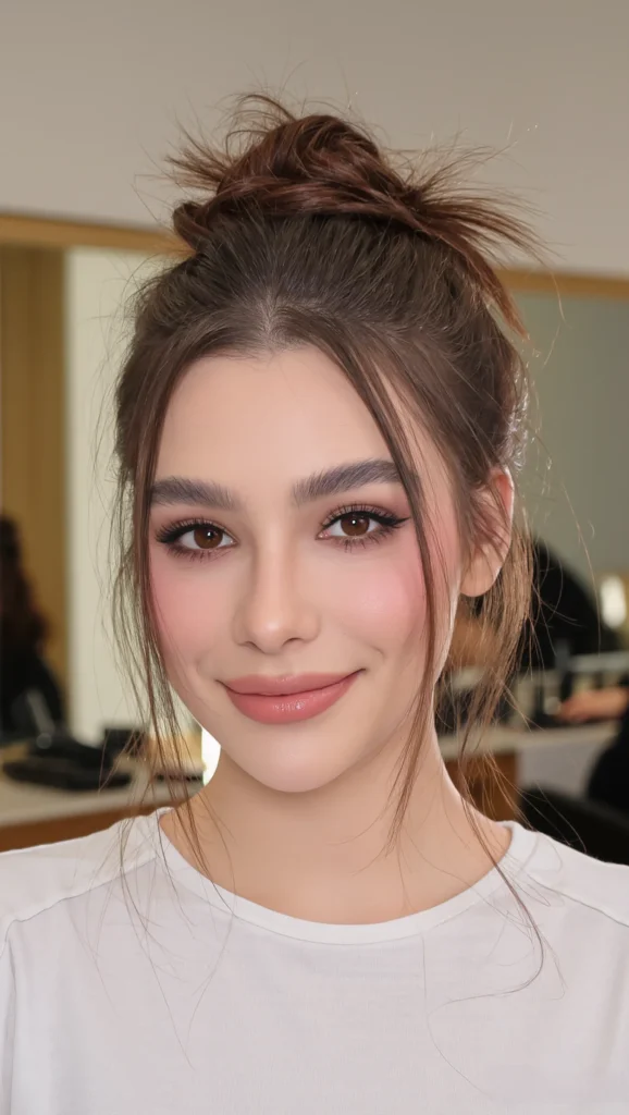 25 Long Summer Hairstyles 2026 4 Messy Bun with Face-Framing Pieces