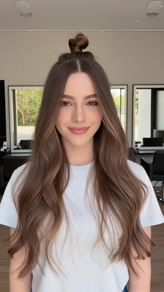 25 Long Summer Hairstyles 2026 22 Half-Up Top Knot
