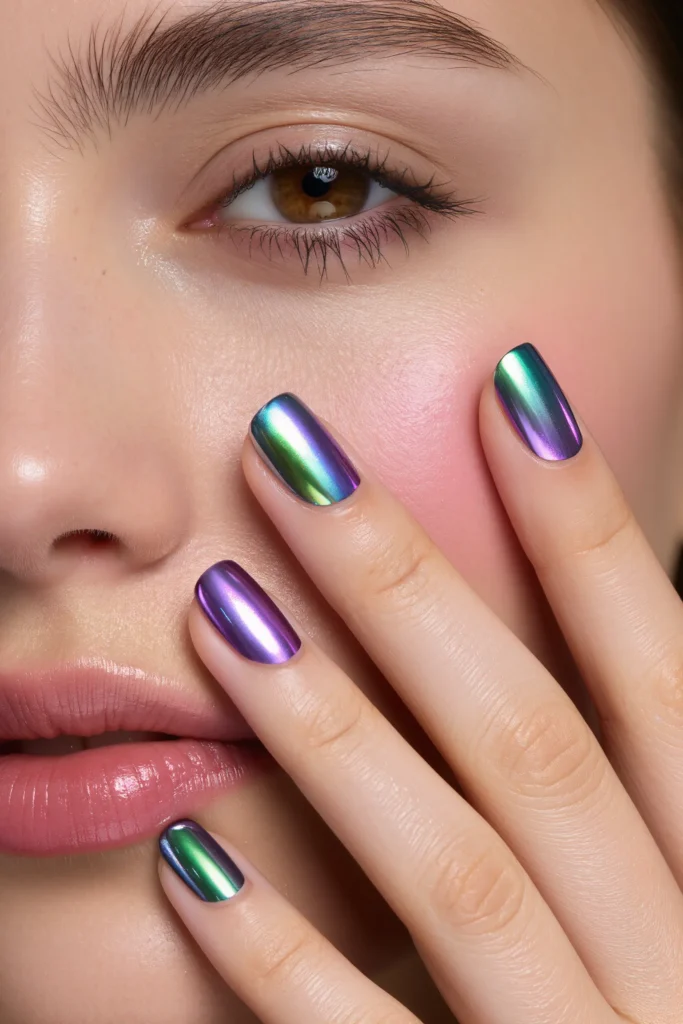 Iridescent Mermaid Tail Nails