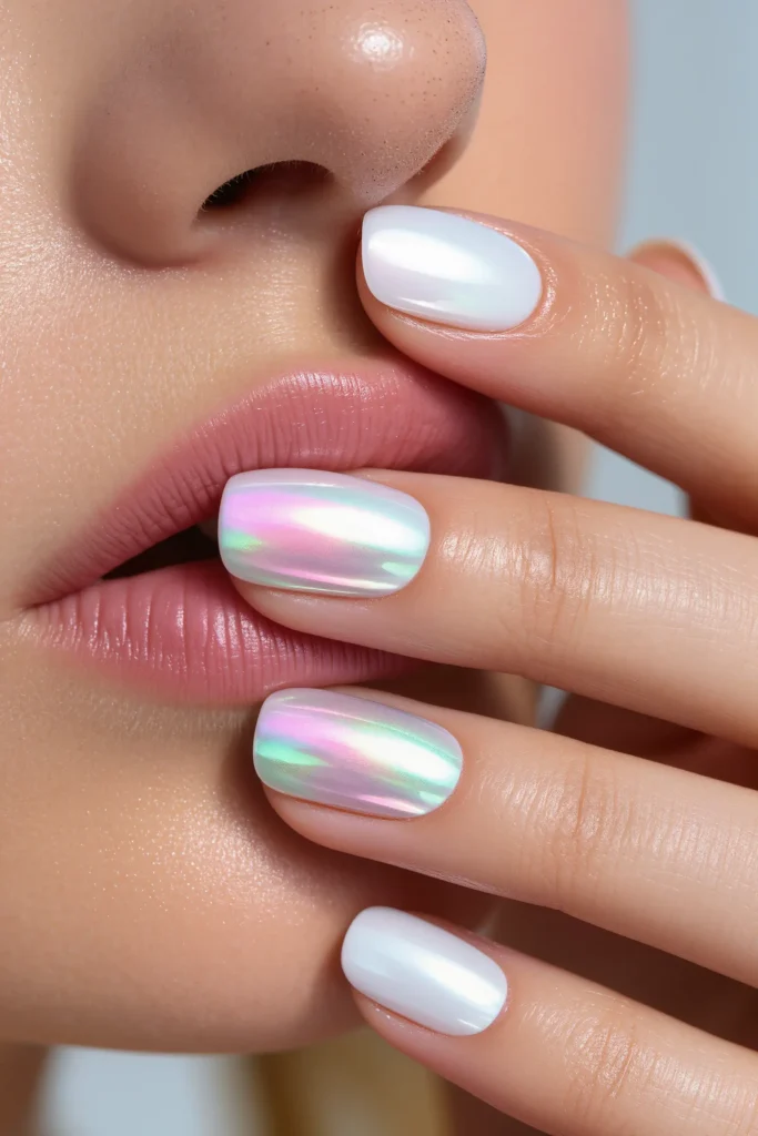Iridescent Shell Nails