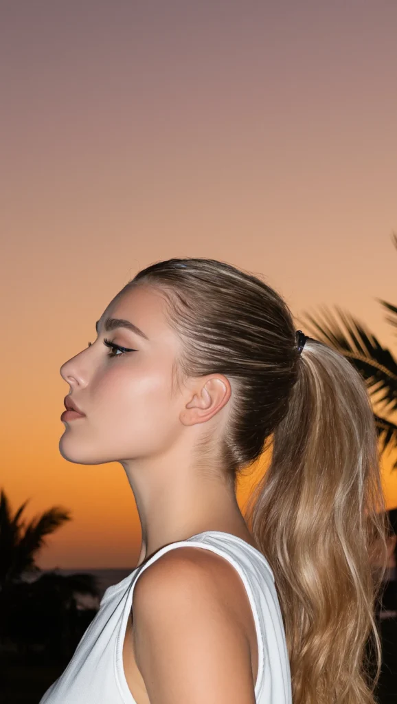 Low Sleek Ponytail with Shine Finish