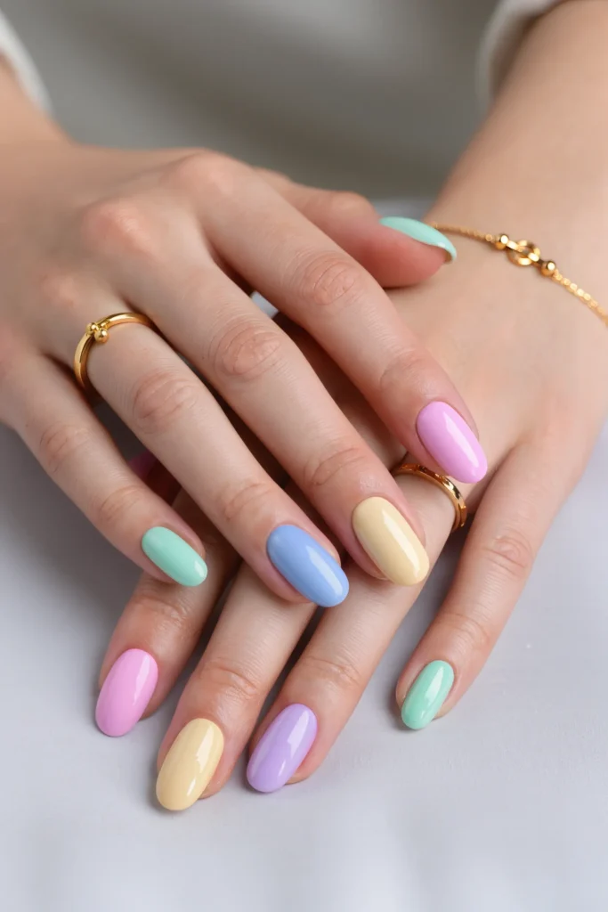 Pastel Rainbow Nails