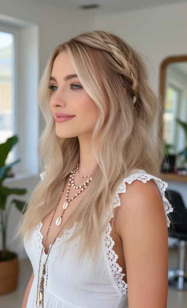 Beach Waves with Braided Accent
