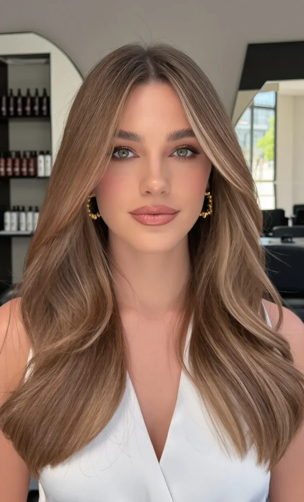 Beach Waves with Curtain Bangs