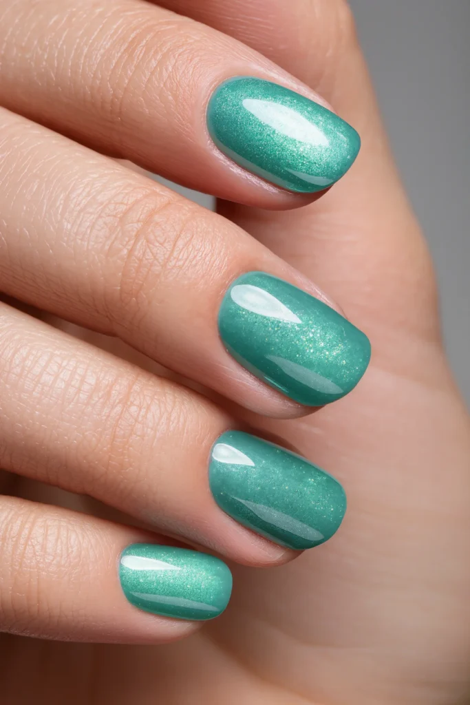Shimmering Seafoam Nails